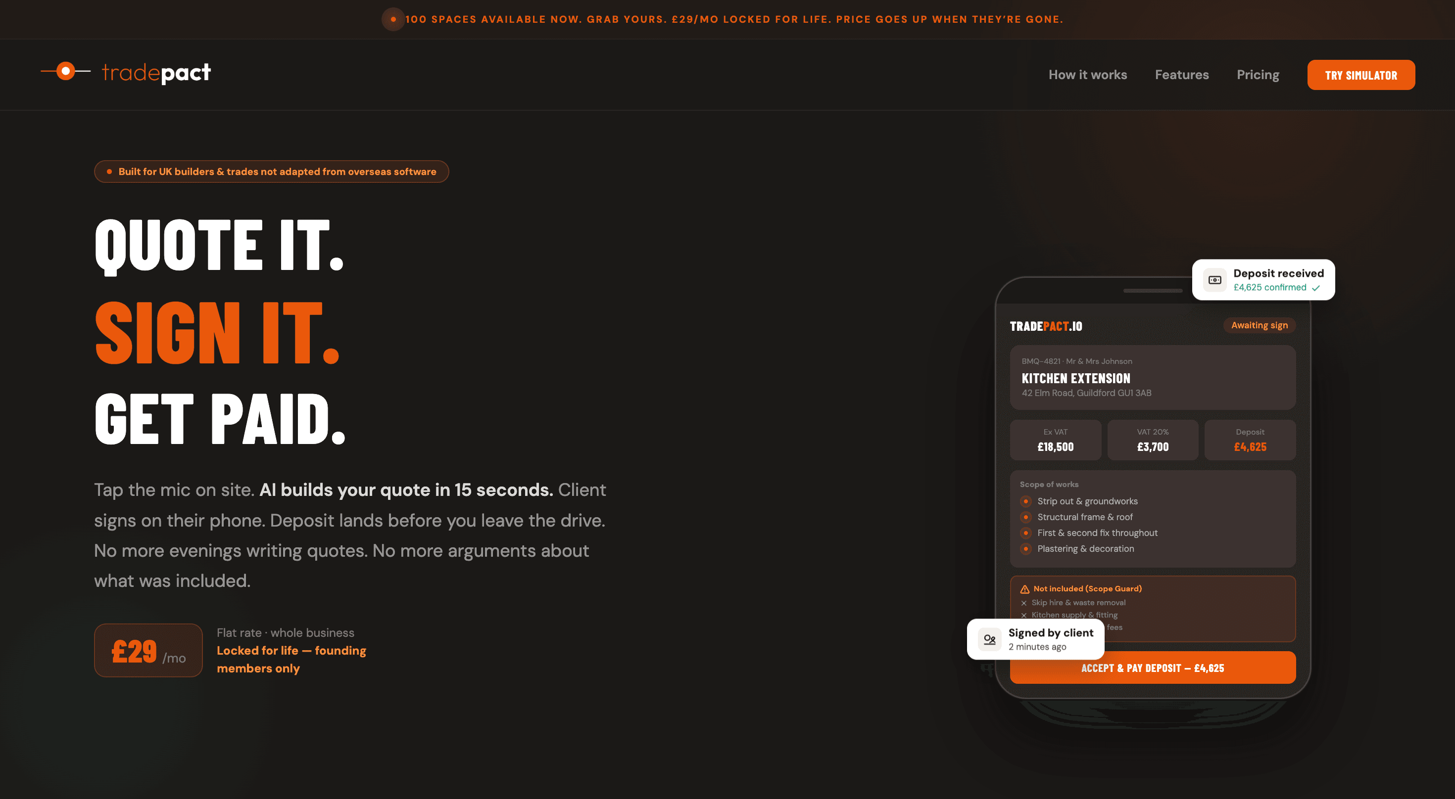 TradePact website homepage